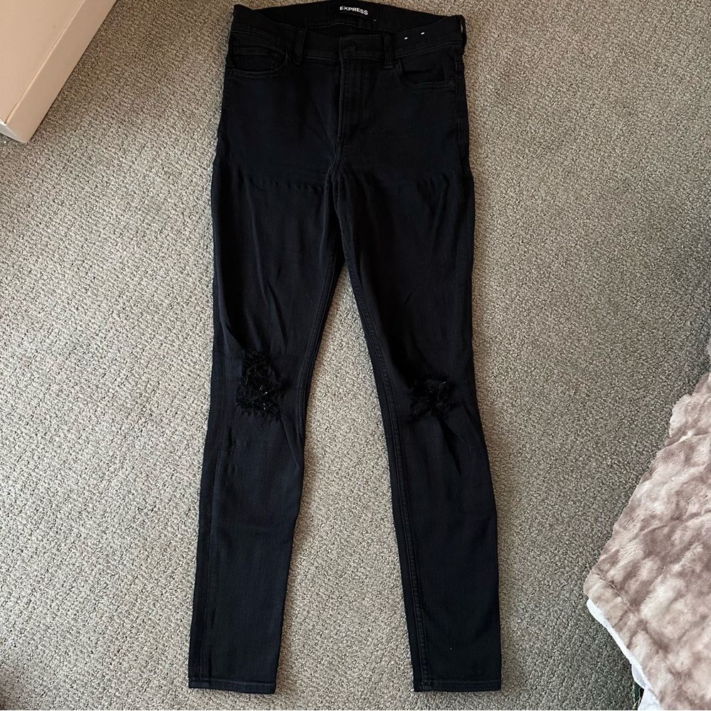 Express Black Denim Stretch Legginngs